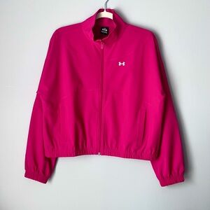 Women’s Under Armour Rival Woven Jacket | Shaded Fuchsia | Size S